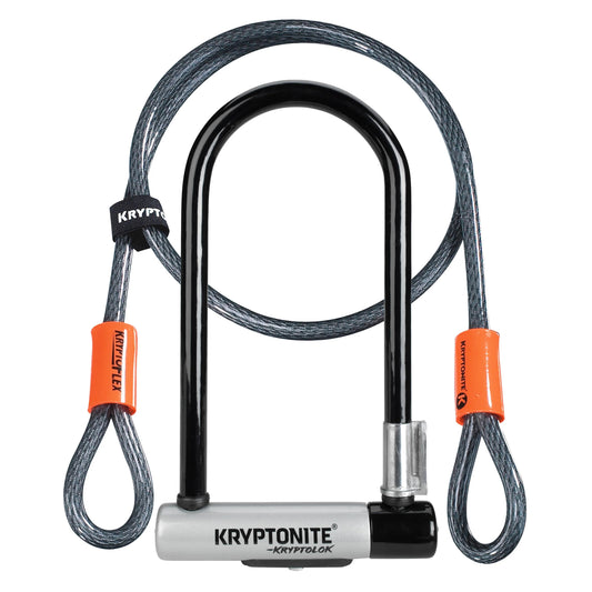 מנעול לאופניים קריפטולוק Kryptonite New U KryptoLok STD + Cable אפור