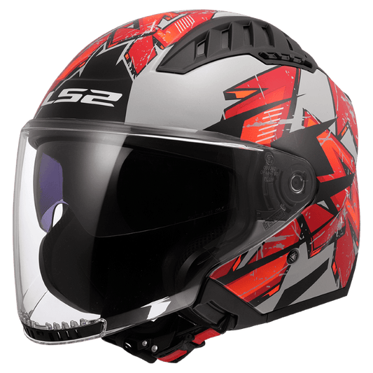 קסדת LS2 OF600 COPTER II KANJI GREY RED
